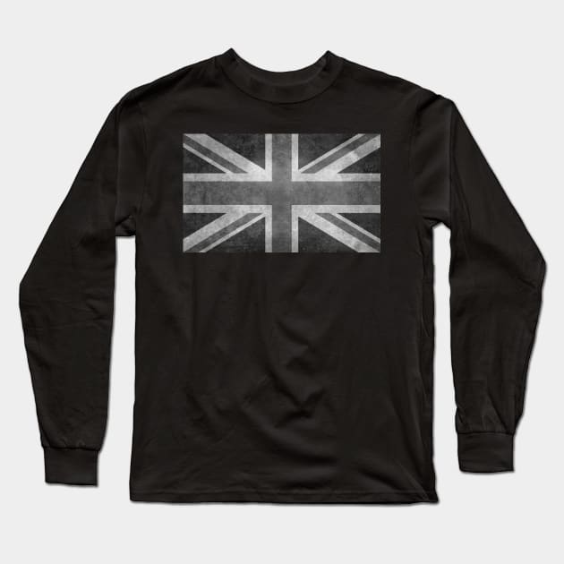 UK British flag in Greyscale Long Sleeve T-Shirt by Sterling